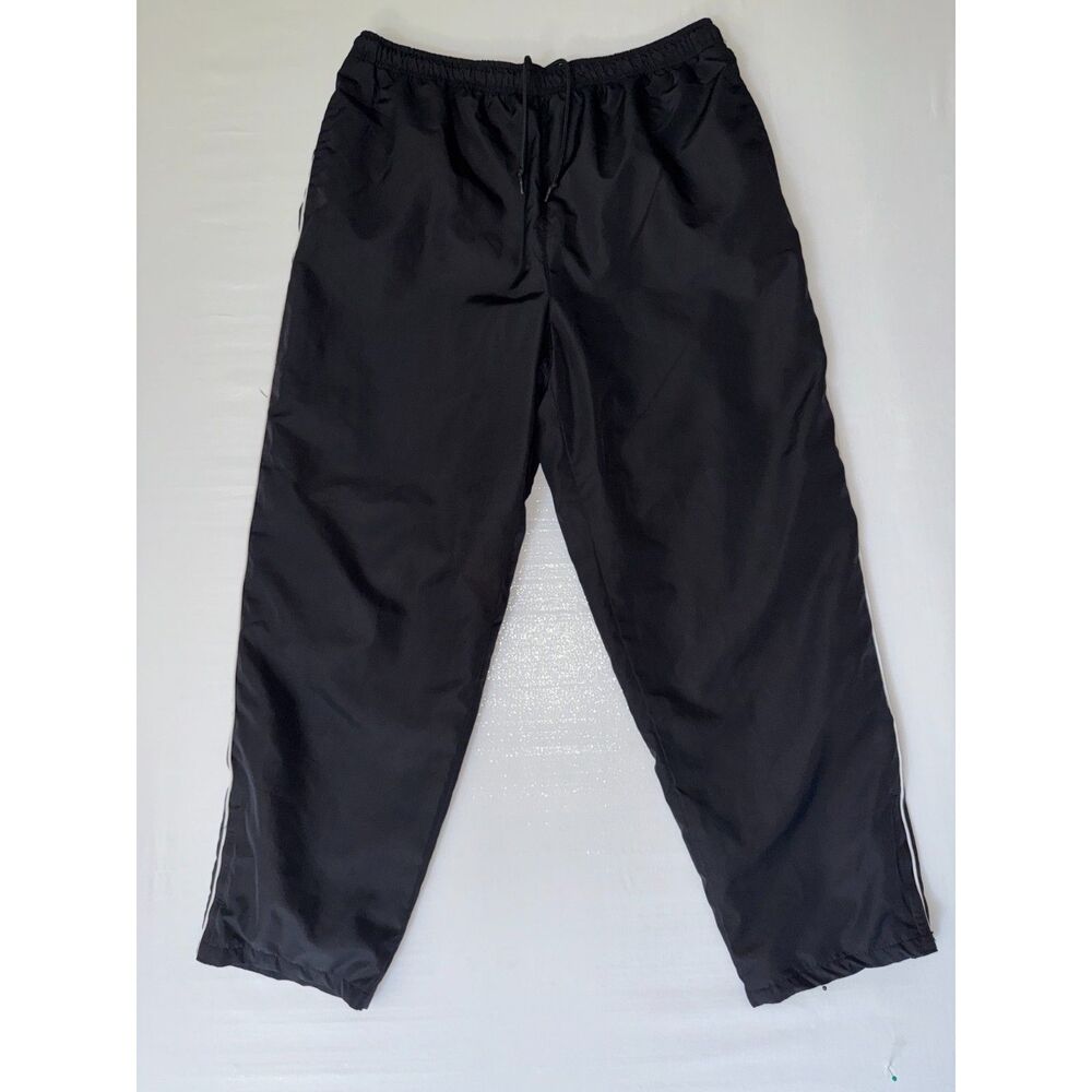 Vintage Classic Elements Black Track Pants w/ White Piping | Petite | Size Large